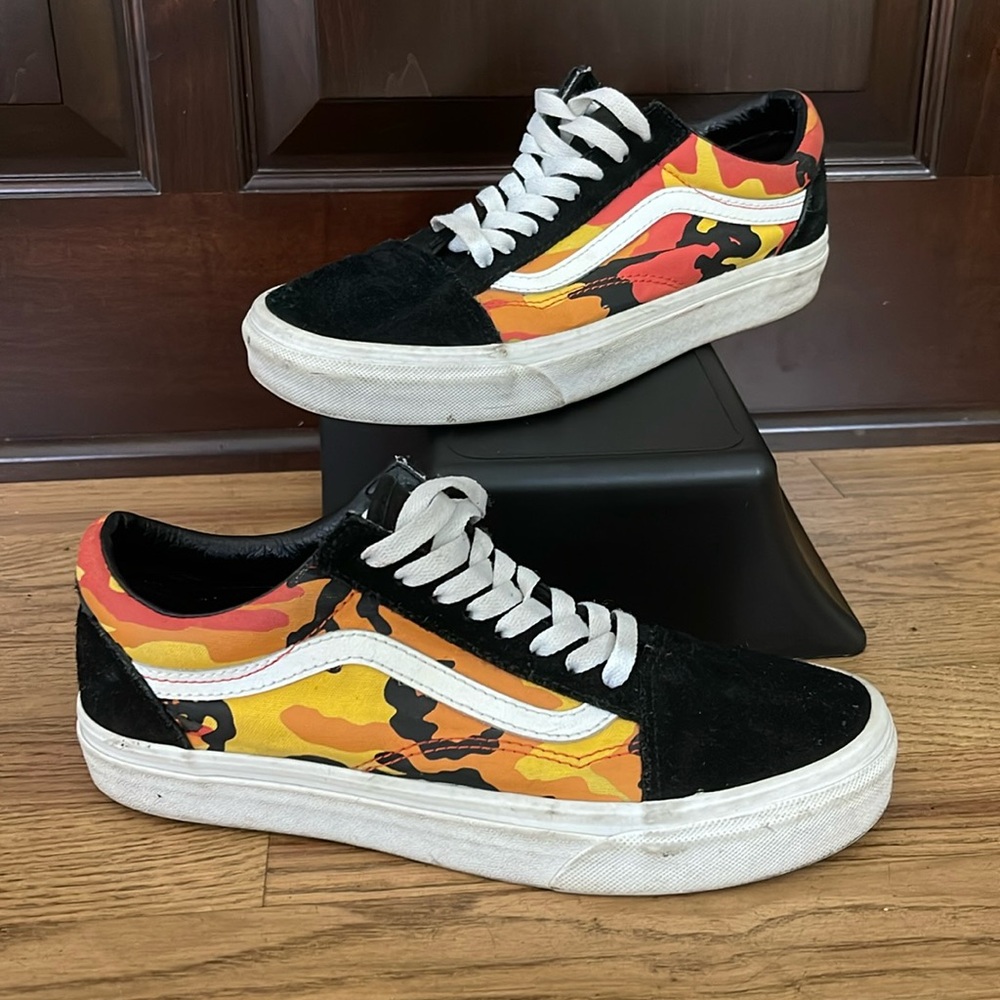Vans Old Skool Pop Camo Orange Black/Spicy Orange-True White W8.5 M7 EU39